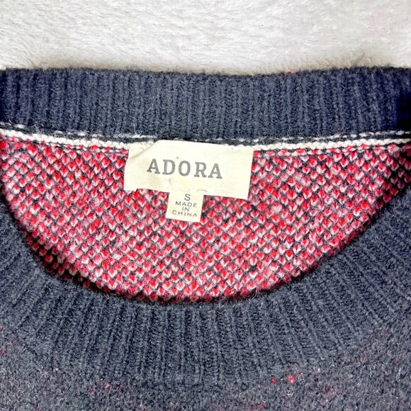 Anthro Adora Sweater Women's Small Gray/Black/Red Leopard Long Sleeve - Picture 3 of 9